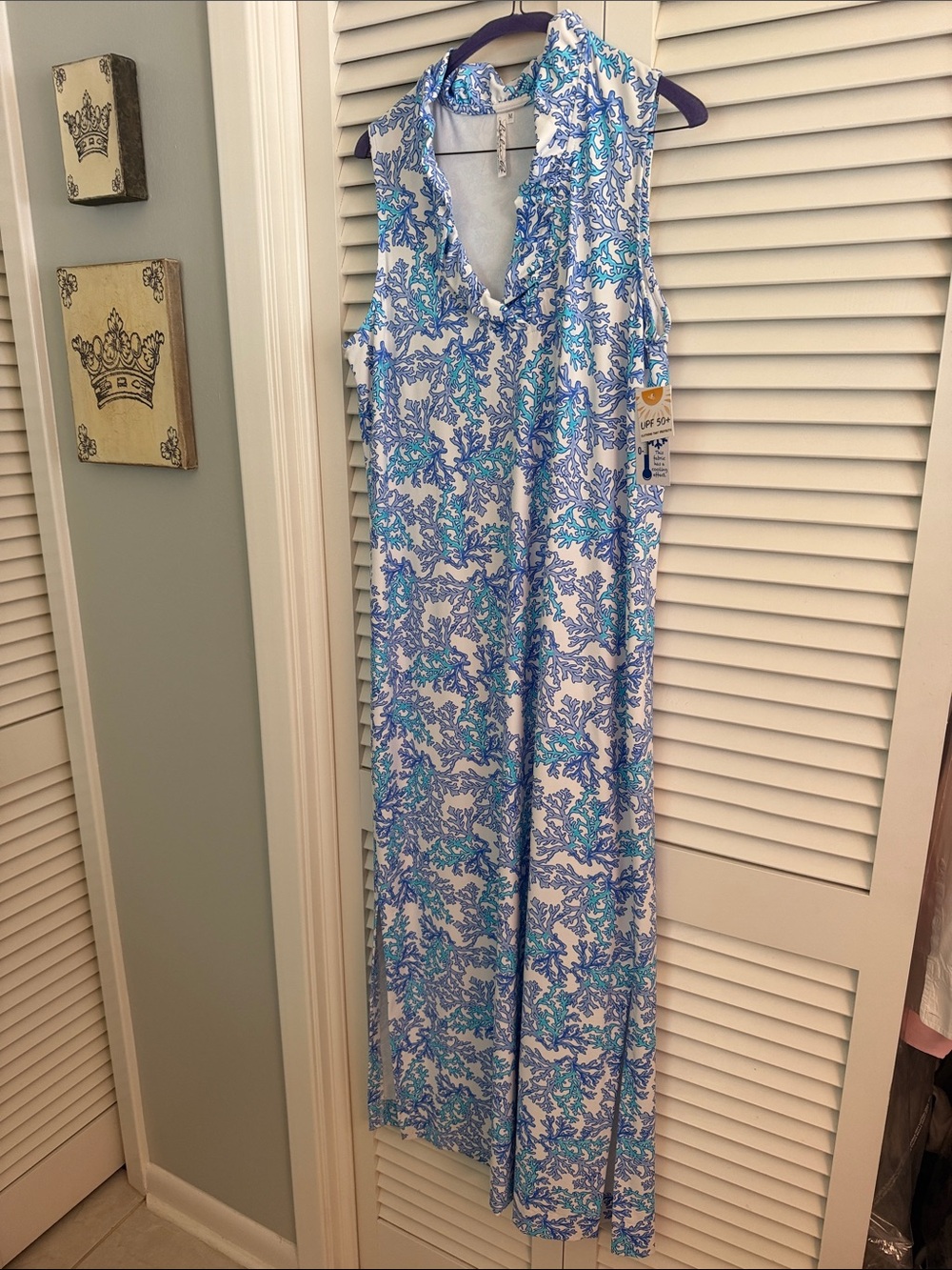 NWT Coral print maxi UPF dress